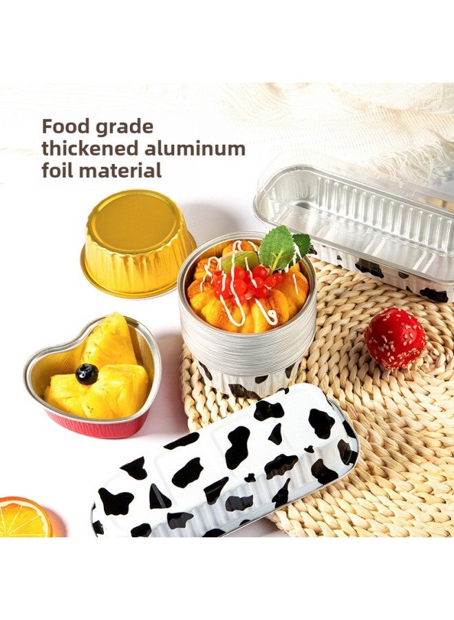Cake Baking Box Disposable Tin Paper Box Aluminum Foil Box Egg Tart Lamp Baking Pudding Cup Baking Egg Air Fryer-Specifications:W166-200ml Blue-Color:Box Without Lid