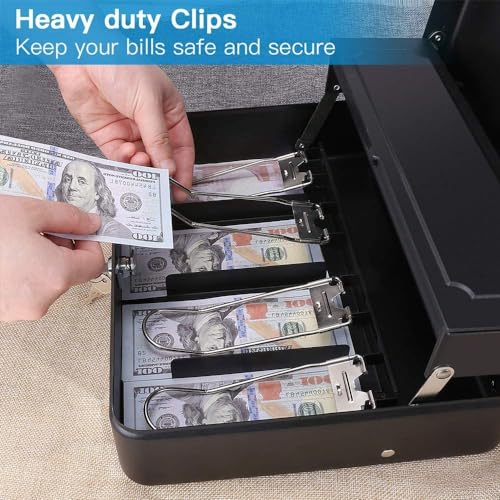 Grofilo Security Cash Box with Key Lock, Durable Money Storage Box for Shop, Office, Home – 4 Note & 5 Coin Sections - Image 5
