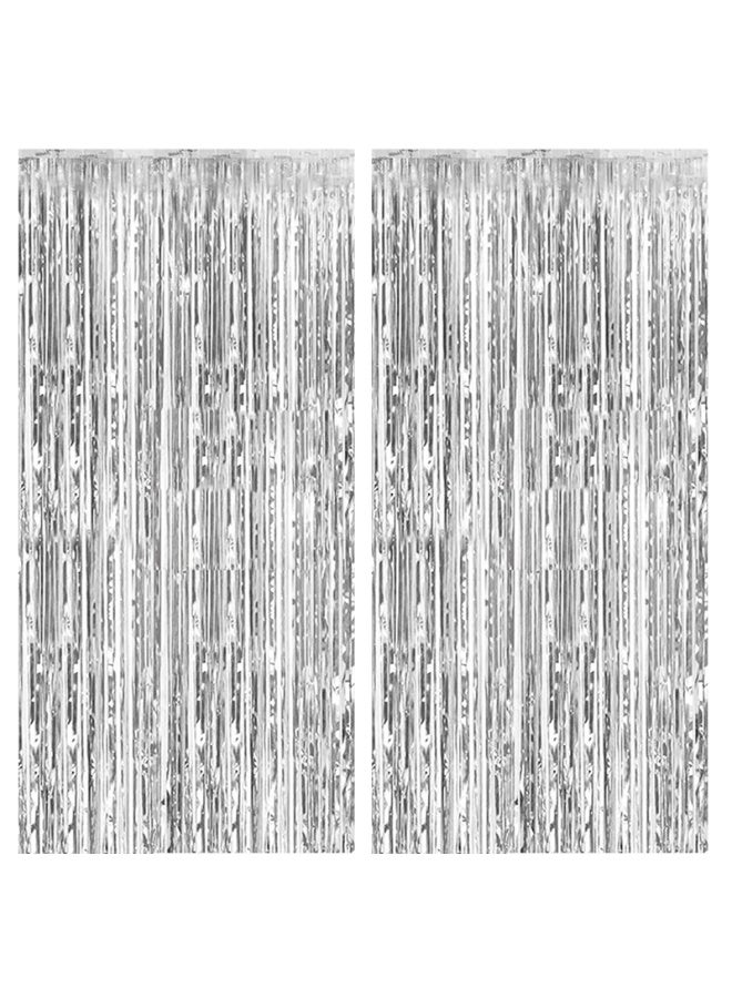 Mordely Metallic Foil Fringe Curtain, Shiny Tinsel Backdrop with Adhesive Strip, 3.3 x 6.5 FT for Birthday, Wedding & Graduation - Image 1