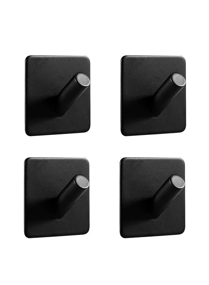 Eowhitu Eowhitu Utility Hooks Self Adhesive Stainless Steel, Wall Hooks Rack for Hanging Heavy Duty, Robe & Towel Hook Command Rustproof 4 Packs Black  - Image 1