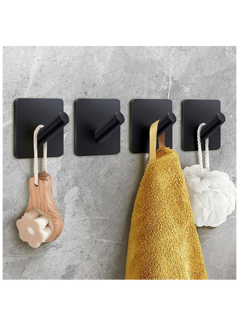 Eowhitu Eowhitu Utility Hooks Self Adhesive Stainless Steel, Wall Hooks Rack for Hanging Heavy Duty, Robe & Towel Hook Command Rustproof 4 Packs Black  - Image 2