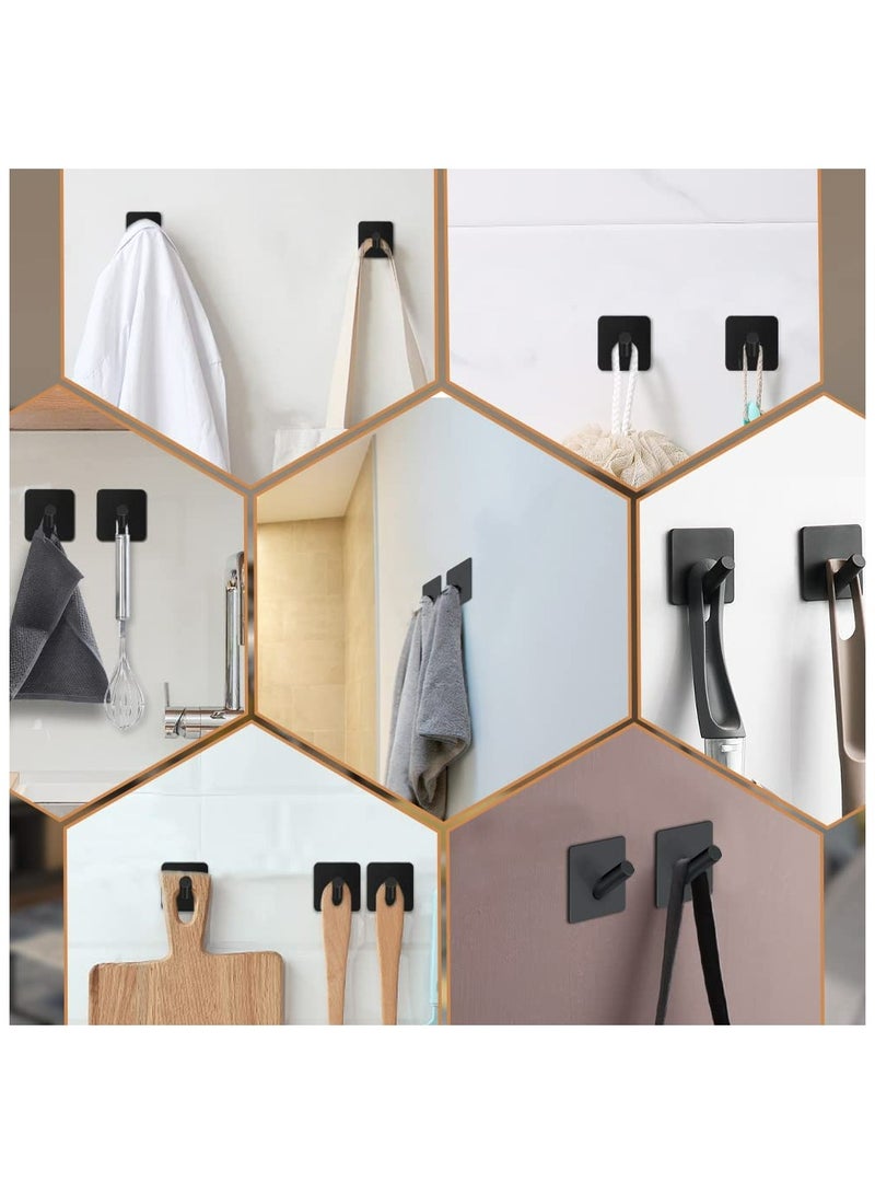 Eowhitu Eowhitu Utility Hooks Self Adhesive Stainless Steel, Wall Hooks Rack for Hanging Heavy Duty, Robe & Towel Hook Command Rustproof 4 Packs Black  - Image 4