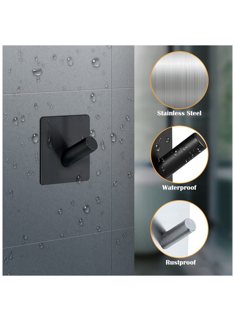 Eowhitu Eowhitu Utility Hooks Self Adhesive Stainless Steel, Wall Hooks Rack for Hanging Heavy Duty, Robe & Towel Hook Command Rustproof 4 Packs Black  - Image 5