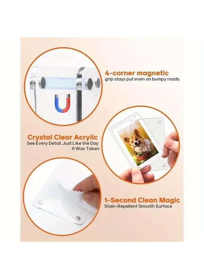 2pcs Car Picture Holder for Visor 2.36x3.54inch Acrylic Magnetic Photo Frame - Image 3
