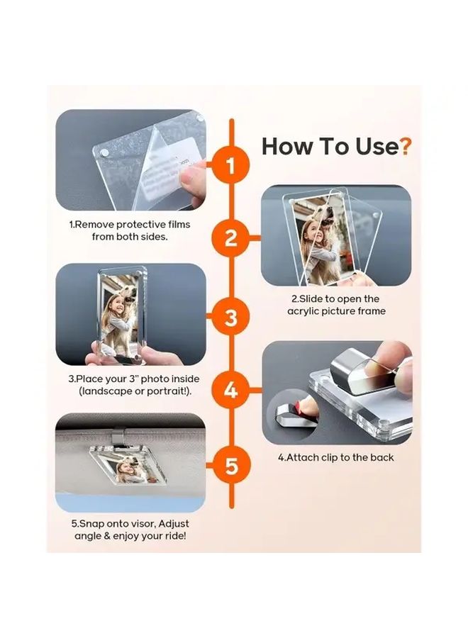 2pcs Car Picture Holder for Visor 2.36x3.54inch Acrylic Magnetic Photo Frame - Image 5