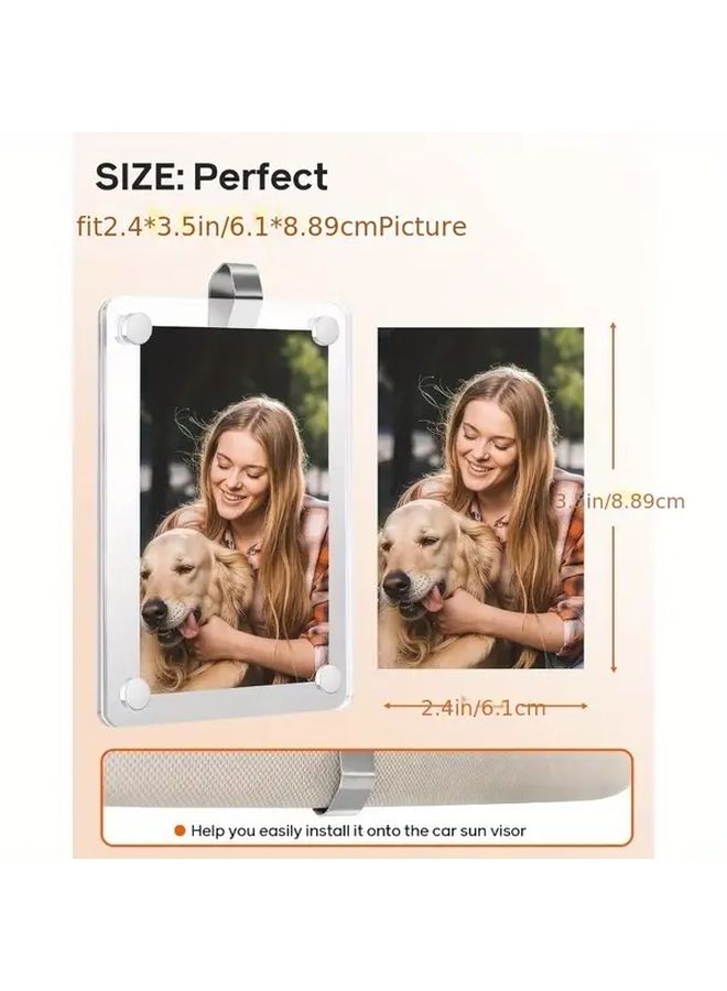 2pcs Car Picture Holder for Visor 2.36x3.54inch Acrylic Magnetic Photo Frame - Image 2