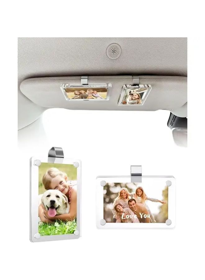 2pcs Car Picture Holder for Visor 2.36x3.54inch Acrylic Magnetic Photo Frame - Image 1