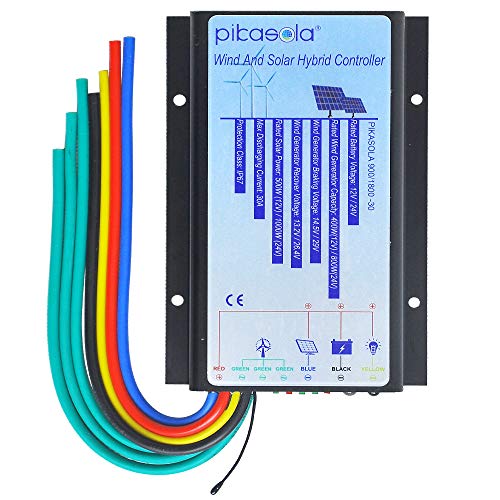 Pikasola Hybrid Wind & Solar Controller for 12V/24V Battery Auto, 30A Charge Controller for Off Grid Max 800W Wind Turbine & 1000W Solar Panel with MCT Charging - Image 1