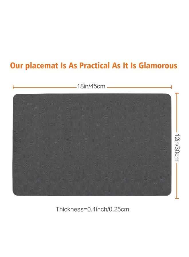 Bxzandya Vinyl Placemats Set of 6 Heat Resistant Easy Clean Non-Slip Place Mats for Dining Table. Faux Leather Waterproof Stain Resistant Wipeable Washable PU Table Mats(6, Gray) - Image 3