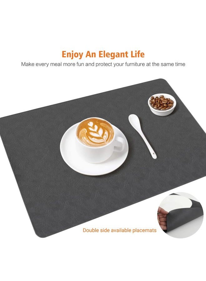 Bxzandya Vinyl Placemats Set of 6 Heat Resistant Easy Clean Non-Slip Place Mats for Dining Table. Faux Leather Waterproof Stain Resistant Wipeable Washable PU Table Mats(6, Gray) - Image 4