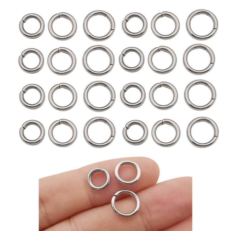 300pcs Mix 8mm 9mm 10mm Stainless Steel Thick Strong Rings Jump Rings Connector Rings for Jewelry Making Necklaces Bracelet Earrings Keychain DIY Craft M536