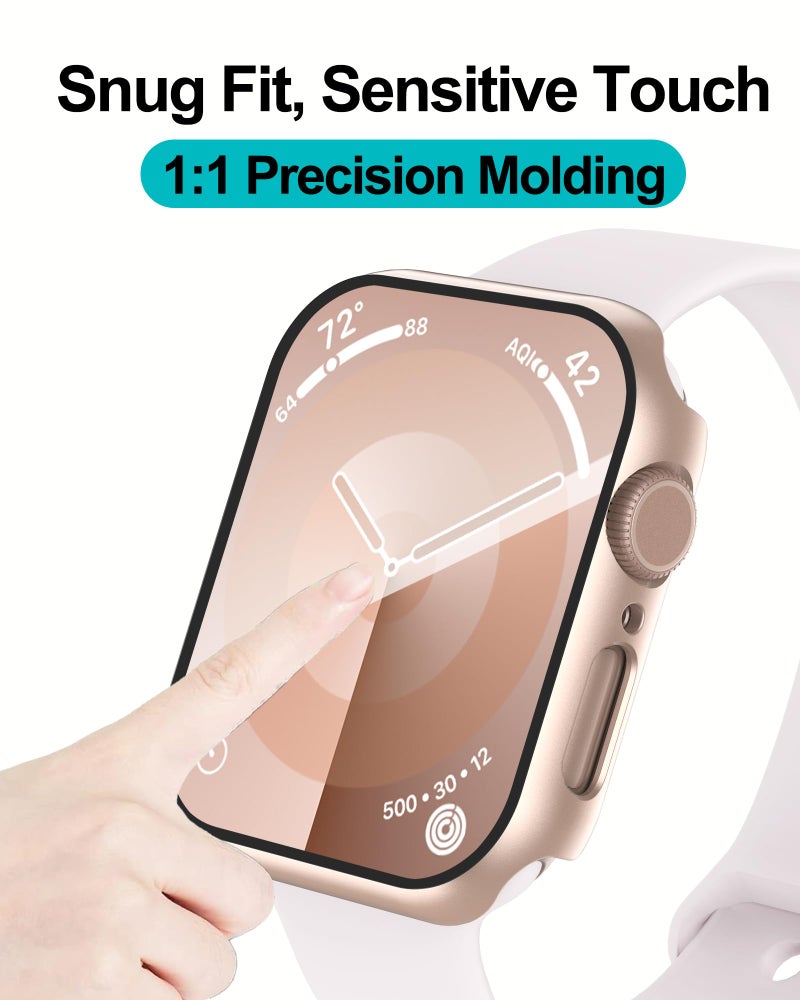 Smiling 2 Pack Case Compatible with Apple Watch SE 3 (2025)/ SE 2/ SE/Series 6/5/4 40mm with Tempered Glass Screen Protector, Hard PC Case Overall Protective Cover- 1 Rose Gold + 1 Transparent - Image 5