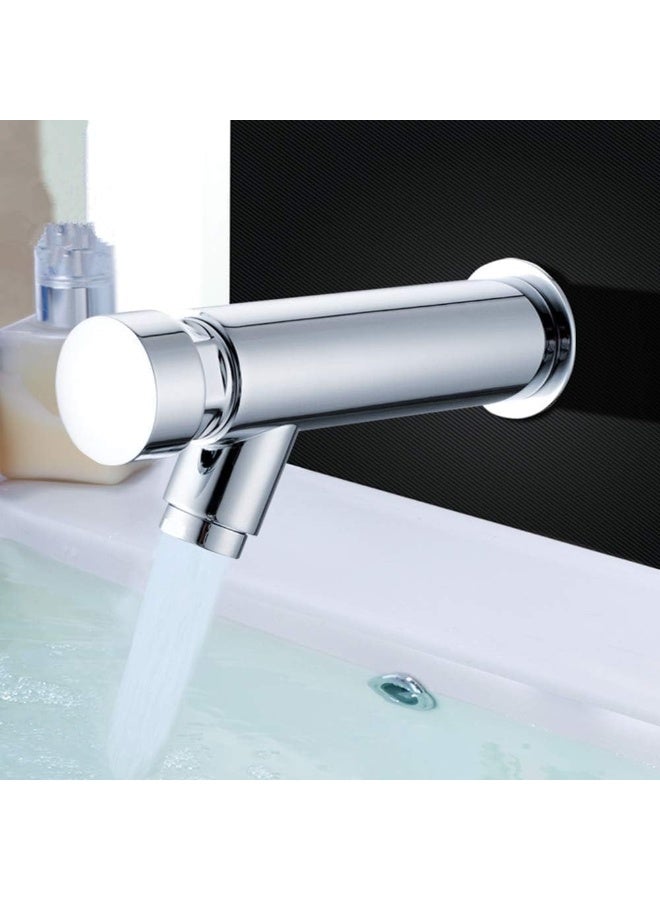 نوفيكس صنبور حوض ذاتي الإغلاق فاخر – NOVEX NSBF-TD309 صنبور جداري بتأخير زمني | مطلي بالكروم | موفر للمياه | خيط G1/2