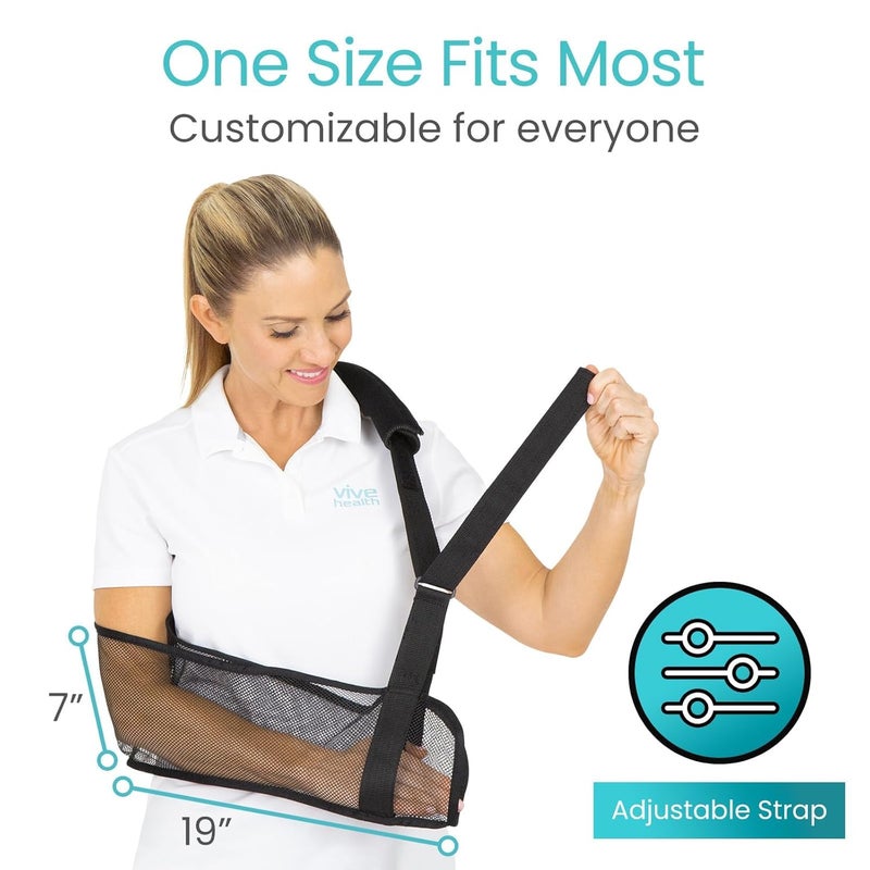 Vive Arm Sling for Shoulder Injury  Surgery Recovery  Waterproof Mesh Shower Sling Immobilizer for Rotator Cuff Support  Right Left Arm for Men  Women  Stabilize Elbow Wrist Thumb Dislocation - Image 4