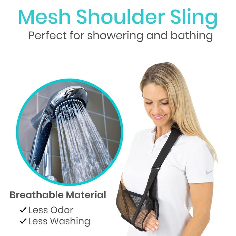 Vive Arm Sling for Shoulder Injury  Surgery Recovery  Waterproof Mesh Shower Sling Immobilizer for Rotator Cuff Support  Right Left Arm for Men  Women  Stabilize Elbow Wrist Thumb Dislocation - Image 2
