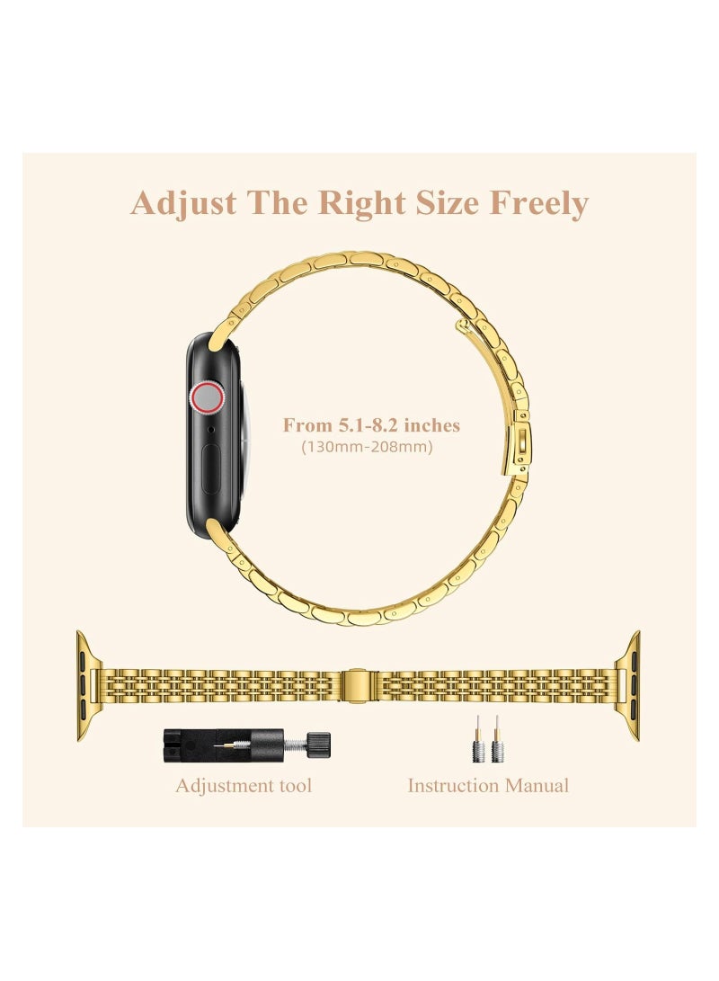 Slim Stainless Steel Adjustable Band for Apple Watch 38mm 40mm 41mm - Compatible with Series 9, 8, 7, 6, 5, 4, 3, 2, 1, SE - Perfect for Women with Small or Large Wrists. - Image 5