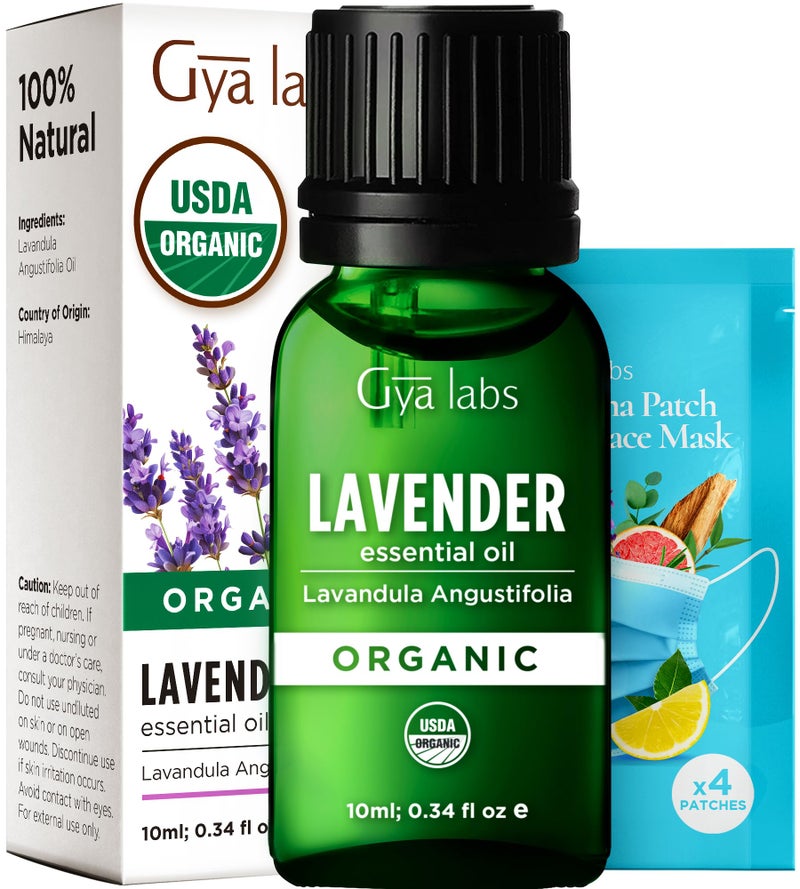 Gya Labs Organic Lavender Essential Oil - 0.34 Fl Oz - for Skin, Hair, Diffuser, Aromatherapy, DIY Candle Making Scents - Image 1