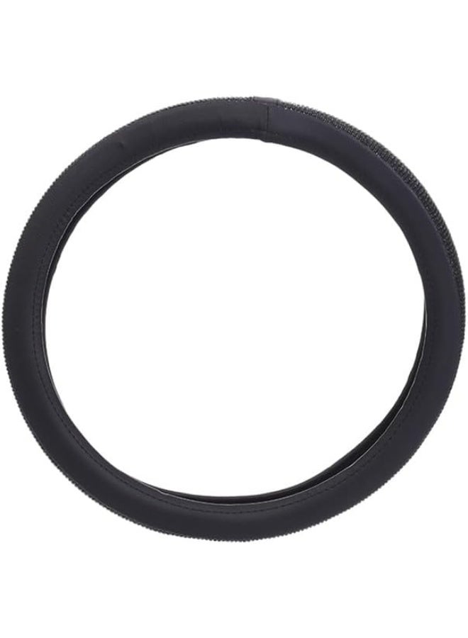 غطاء عجلة القيادة من الجلد الماسي الجديد مع احجار الراين الكريستالية اللامعة، مقاس عالمي 15 انش، واقي عجلة السيارة للنساء والفتيات، اسود - - Image 4