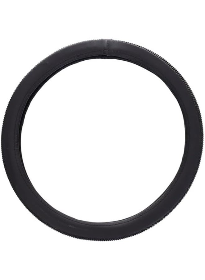 غطاء عجلة القيادة من الجلد الماسي الجديد مع احجار الراين الكريستالية اللامعة، مقاس عالمي 15 انش، واقي عجلة السيارة للنساء والفتيات، اسود - - Image 2