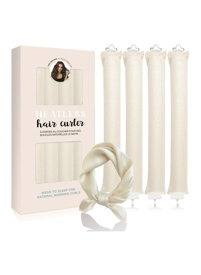 RedMapleTEK Heatless Hair Curler, Flexi Rods with Hook, No Heat Curlers for All Hair Types, Overnight Heatless Curls for Blowout Hair （Beige) - Image 1