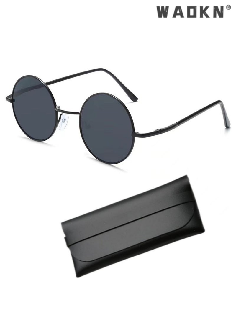WAOKN Hippie Round Polarized Sunglasses for Women Men, Small Circle Sun Glasses Classic Vintage Retro Shades Metal Frame UV400 Protection，Driving, Fishing, Traveling,Outdoor Travel Driving Daily Use Etc - Image 1
