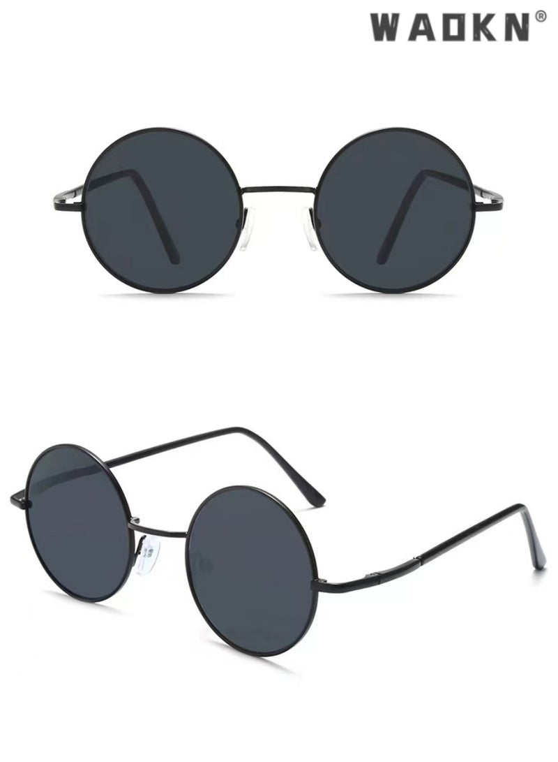 WAOKN Hippie Round Polarized Sunglasses for Women Men, Small Circle Sun Glasses Classic Vintage Retro Shades Metal Frame UV400 Protection，Driving, Fishing, Traveling,Outdoor Travel Driving Daily Use Etc - Image 4