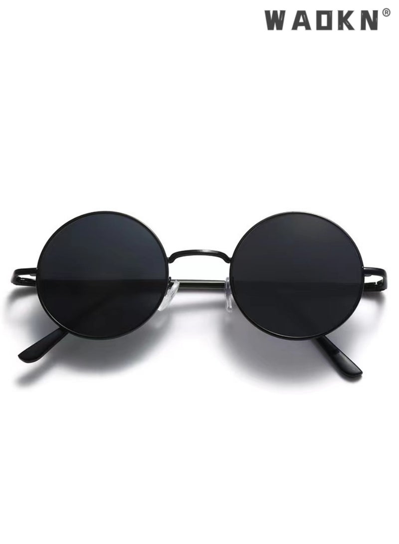 WAOKN Hippie Round Polarized Sunglasses for Women Men, Small Circle Sun Glasses Classic Vintage Retro Shades Metal Frame UV400 Protection，Driving, Fishing, Traveling,Outdoor Travel Driving Daily Use Etc - Image 3