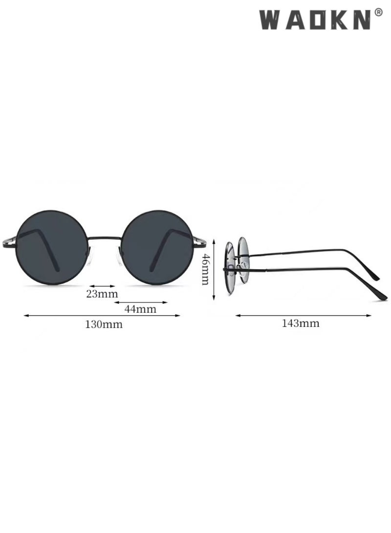 WAOKN Hippie Round Polarized Sunglasses for Women Men, Small Circle Sun Glasses Classic Vintage Retro Shades Metal Frame UV400 Protection，Driving, Fishing, Traveling,Outdoor Travel Driving Daily Use Etc - Image 2