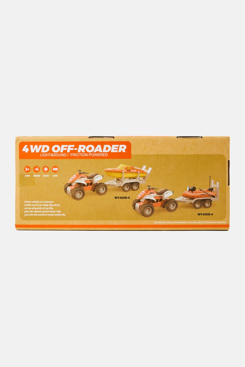 WENYI 4WD Off-Roader Squad Bike With Speed Boat Carrier, Orange - Image 2