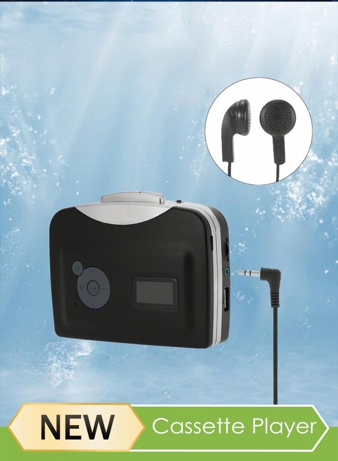 Cassette Tape-To-MP3 Converter,Tape MP3 Converter, Tape Converter, Cassette to MP3 Converter, with Headphones, with Playback Function, Cassette Converter, Digital Stereo for Home, for Outdoor - Image 1