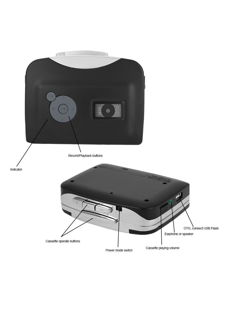 Cassette Tape-To-MP3 Converter,Tape MP3 Converter, Tape Converter, Cassette to MP3 Converter, with Headphones, with Playback Function, Cassette Converter, Digital Stereo for Home, for Outdoor - Image 5