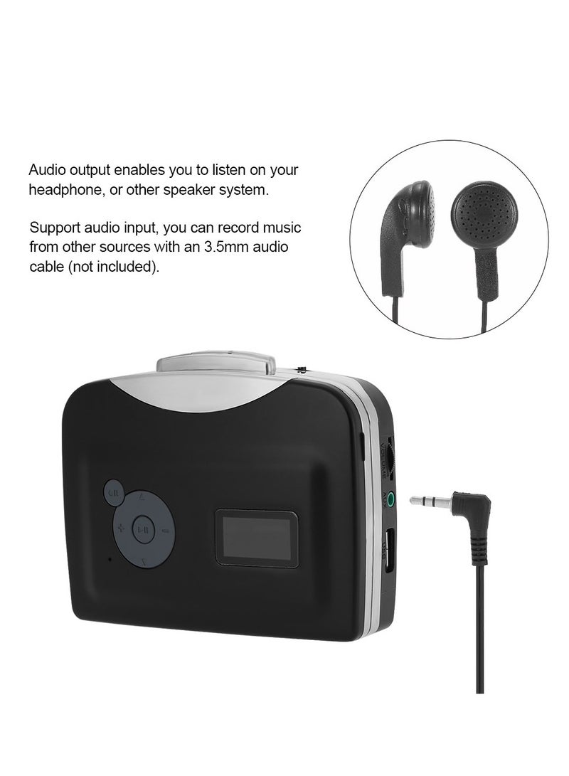 Cassette Tape-To-MP3 Converter,Tape MP3 Converter, Tape Converter, Cassette to MP3 Converter, with Headphones, with Playback Function, Cassette Converter, Digital Stereo for Home, for Outdoor - Image 4