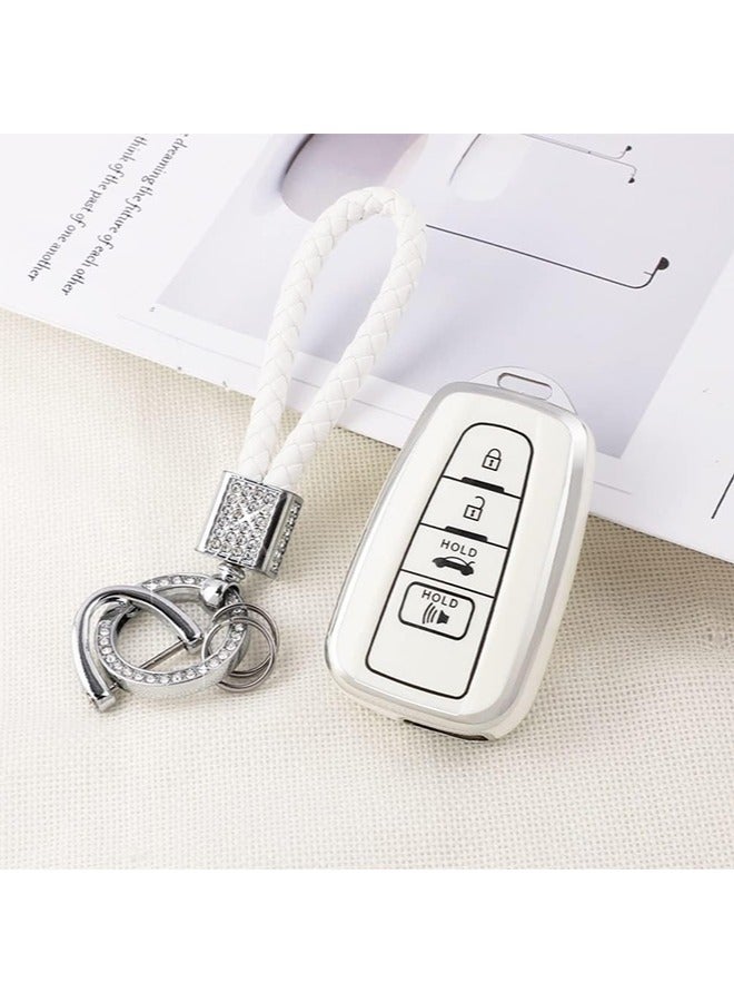 غطاء LinJie Key Fob. حافظة مفاتيح لسيارة تويوتا، حافظة واقية مع ملحقات سلسلة مفاتيح وامضة للفتيات - Image 3