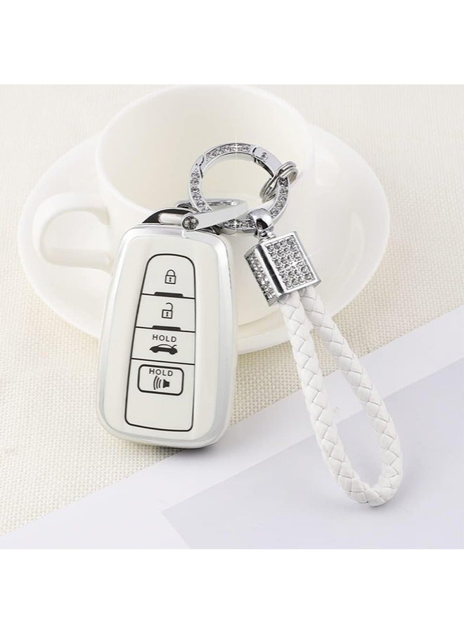 غطاء LinJie Key Fob. حافظة مفاتيح لسيارة تويوتا، حافظة واقية مع ملحقات سلسلة مفاتيح وامضة للفتيات - Image 5