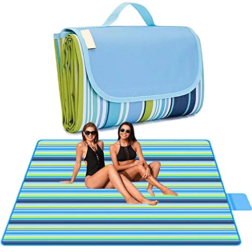 Lchkrep Picnic Blanket Beach Blankets 80"x60" Large Sandproof Waterproof Camping Portable Travel Blanket Play Mat for Outdoor Indoor Family Beach Park Grass,Hiking, Music Festival - Image 1