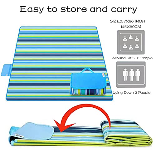 Lchkrep Picnic Blanket Beach Blankets 80"x60" Large Sandproof Waterproof Camping Portable Travel Blanket Play Mat for Outdoor Indoor Family Beach Park Grass,Hiking, Music Festival - Image 4
