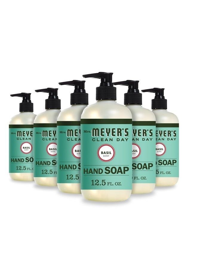 Mrs. Meyer's Clean Day Mrs. Meyer's Hand Soap, Made with Essential Oils, Biodegradable Formula, Basil, 12.5 fl. oz - Pack of 6  - Image 1