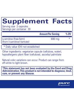 Pure Encapsulations إل كارنيتين؛ مكمل غذائي مضاد للحساسية لدعم القلب والأوعية الدموية والقدرة على التحمل؛ 60 كبسولة  - Image 3