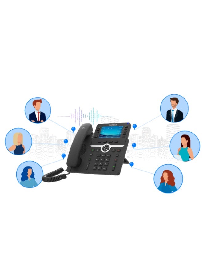 Dinstar C66GP Flagship Gigabit IP Phone – 4.3" Large Color Display, 15+ SIP Accounts, Dual Gigabit Ports, PoE, HD Voice Executive VoIP Desk Phone for Reception & Business - Image 4