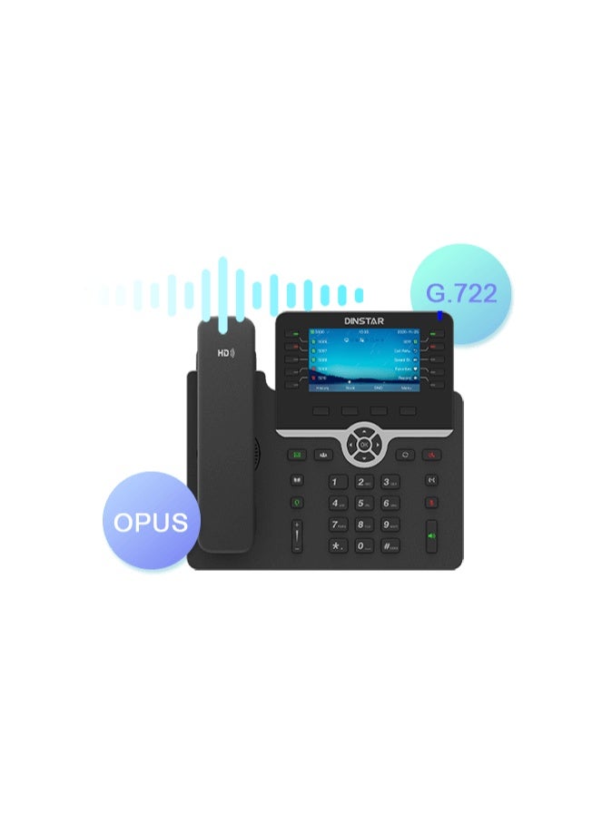 Dinstar C66GP Flagship Gigabit IP Phone – 4.3" Large Color Display, 15+ SIP Accounts, Dual Gigabit Ports, PoE, HD Voice Executive VoIP Desk Phone for Reception & Business - Image 3