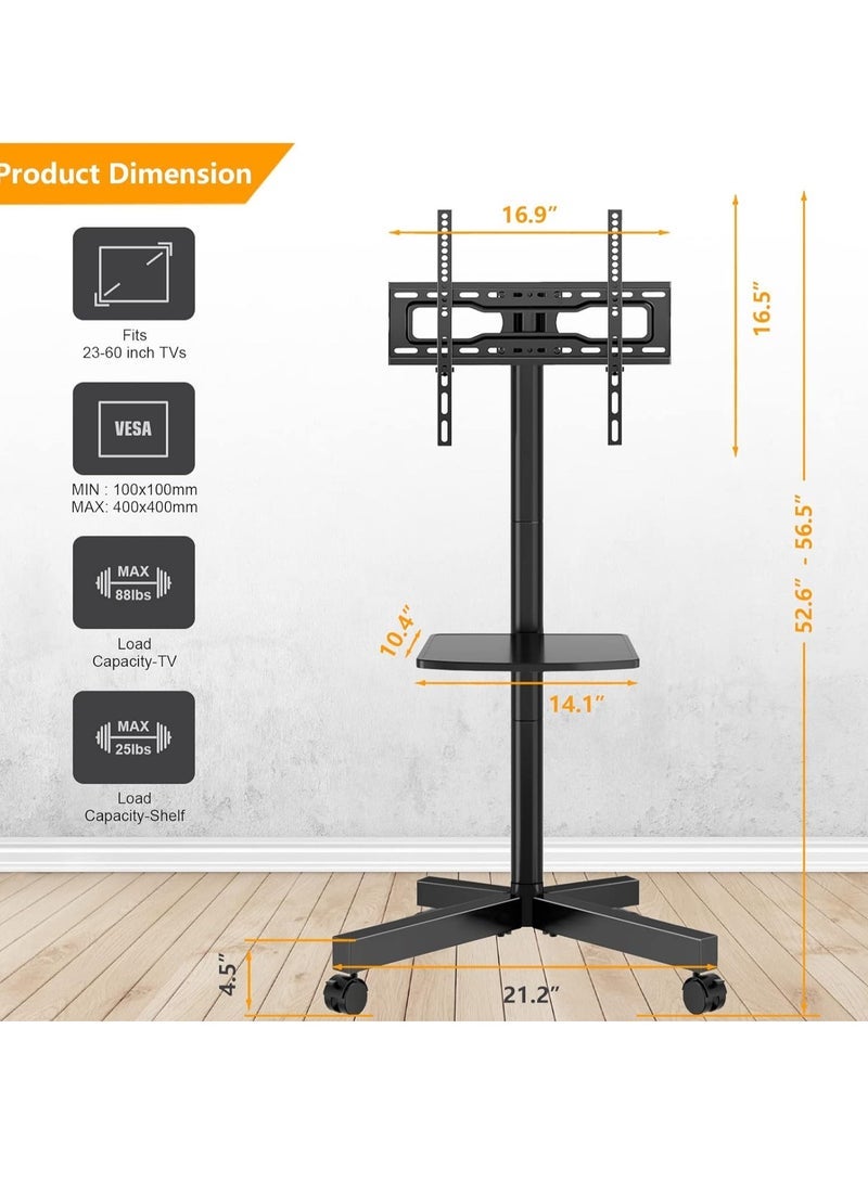HYX Mobile TV Stand with Wheels – Height Adjustable for 32-70 Inch TVs, Supports Up to 100 lbs - Image 5
