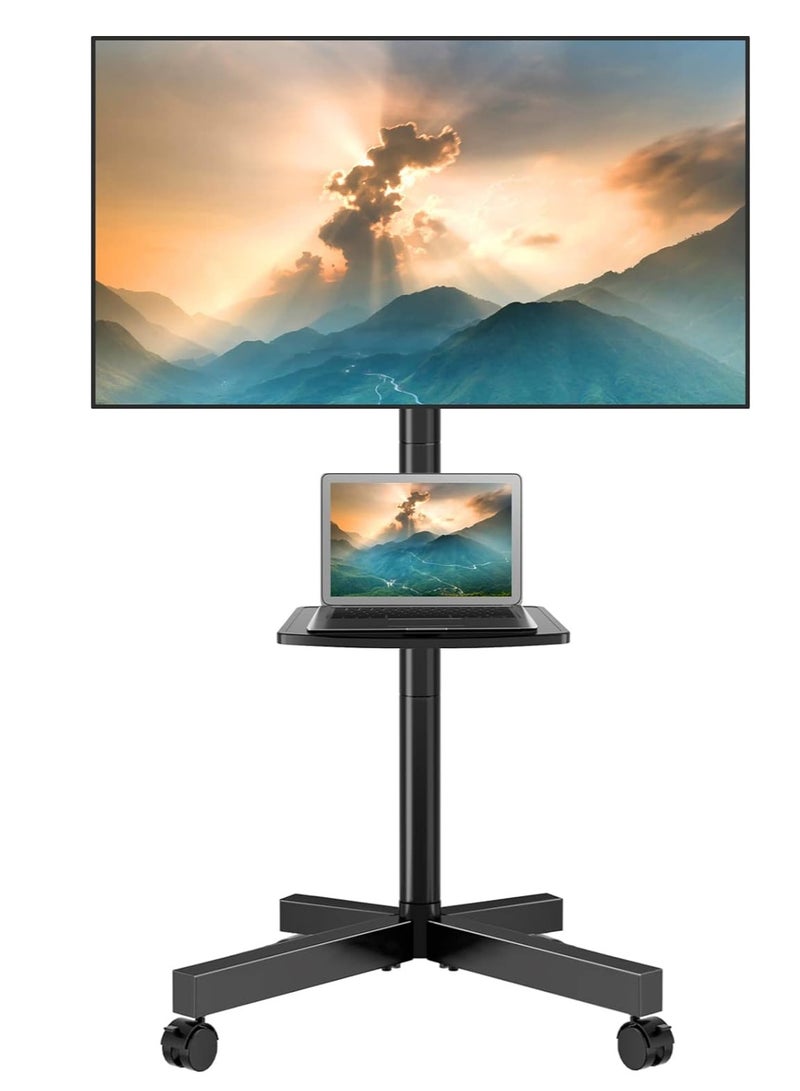 HYX Mobile TV Stand with Wheels – Height Adjustable for 32-70 Inch TVs, Supports Up to 100 lbs - Image 1
