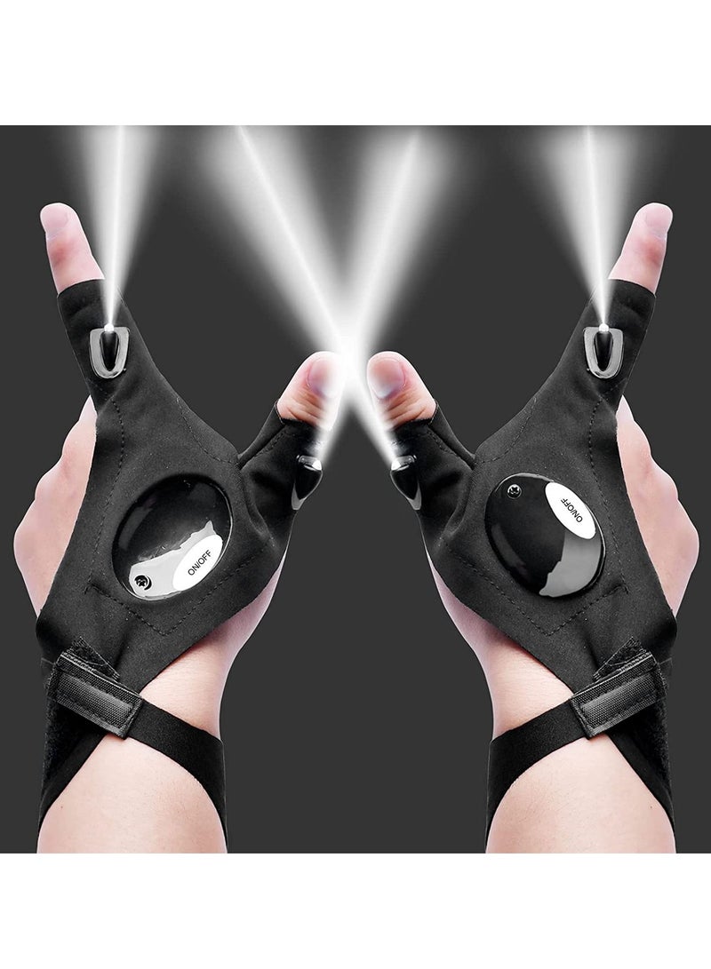 Generic LED Flashlight Gloves Gifts for Men, Handsfree Lights for Fishing Camping Hiking Repairing, Cool Unique Tool Gadget for Mechanic Car Guy  Electrician, Dad, Husband, Handyman, Car Repair, 1 Pair Black  - Image 1
