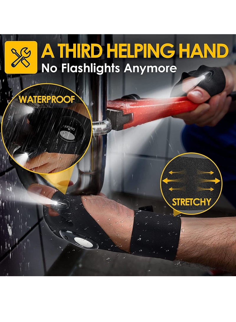 Generic LED Flashlight Gloves Gifts for Men, Handsfree Lights for Fishing Camping Hiking Repairing, Cool Unique Tool Gadget for Mechanic Car Guy  Electrician, Dad, Husband, Handyman, Car Repair, 1 Pair Black  - Image 2