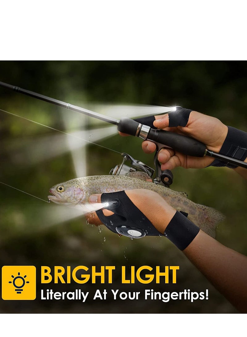 Generic LED Flashlight Gloves Gifts for Men, Handsfree Lights for Fishing Camping Hiking Repairing, Cool Unique Tool Gadget for Mechanic Car Guy  Electrician, Dad, Husband, Handyman, Car Repair, 1 Pair Black  - Image 3