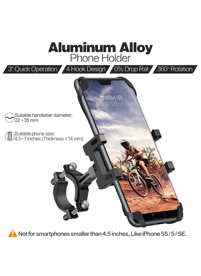 Tiakia - Bike Phone Mount - Universal Motorcycle Mount Anti Shake & Anti-Theft, Face & Touch ID Bicycle Phone Holder 360° Rotation for 4.5-7 inches Smartphone - Image 1