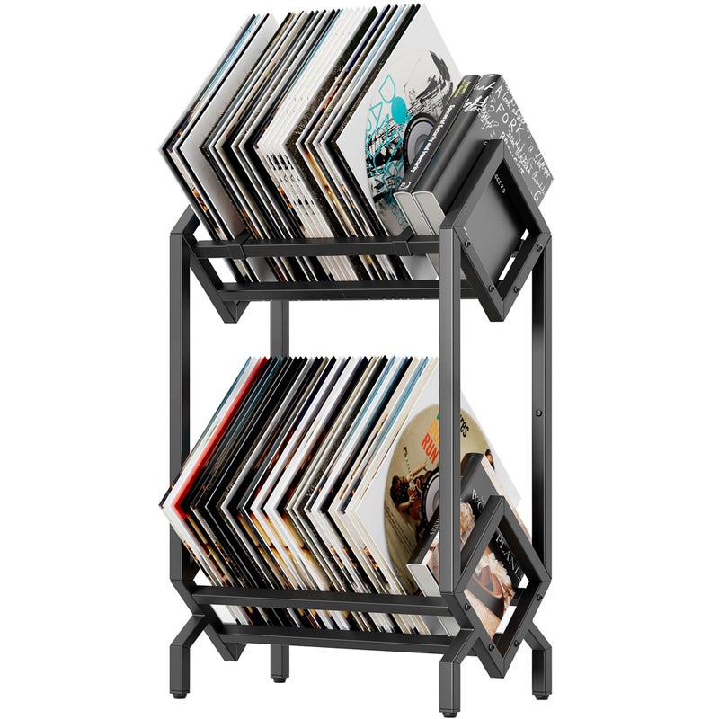 BOEASTER Vinyl Record Storage Rack Record Holder 160200 LP Storage Shelf Display Stand for Albums Books Magazines Files Matte Black