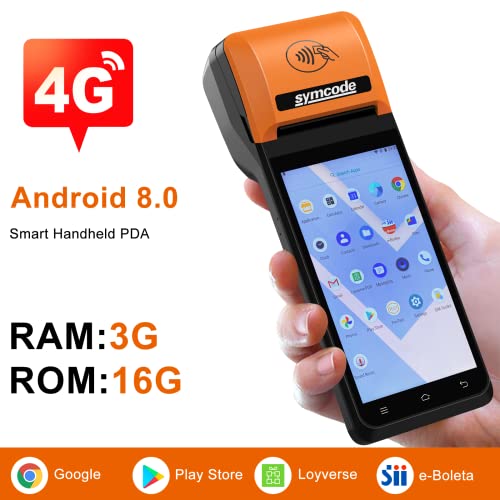 symcode POS PDA Thermal Receipt Printer,1D 2D Barcode Scanner Handheld PDA Printer Mobile POS Machine 5.5" Touch Screen 58mm Thermal Printer Android 8.1 Support 4G WiFi Bluetooth and NFC - Image 5