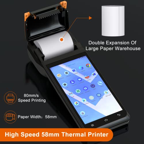 symcode POS PDA Thermal Receipt Printer,1D 2D Barcode Scanner Handheld PDA Printer Mobile POS Machine 5.5" Touch Screen 58mm Thermal Printer Android 8.1 Support 4G WiFi Bluetooth and NFC - Image 3