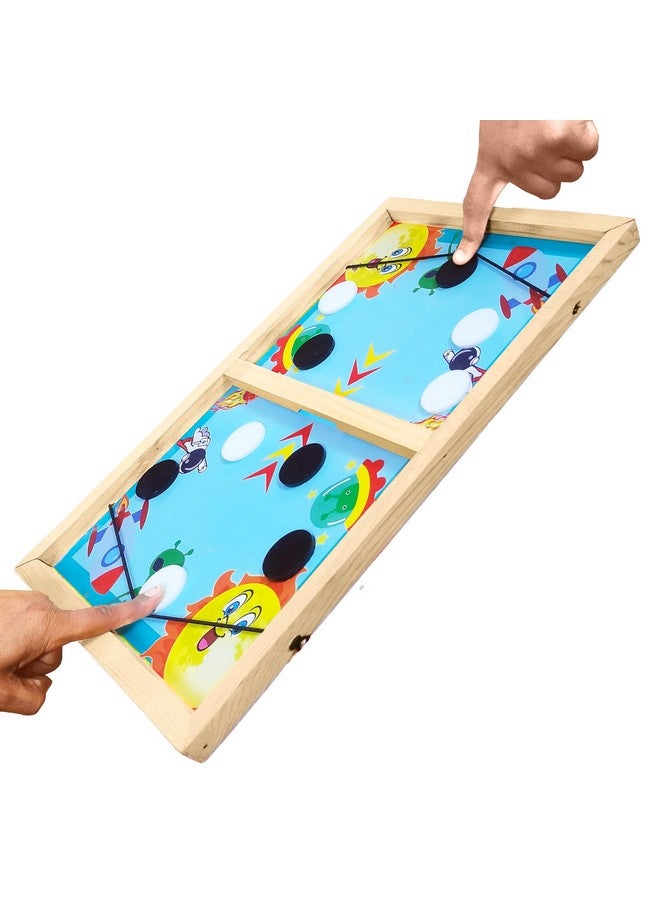 في جراسب لعبة لوحية خشبية من VGRASSP Sling Puck للأطفال والكبار مع 10 أقراص - هيكل من خشب الصنوبر الصلب، تفاعل بين الوالدين والطفل، متعة عائلية داخلية وخارجية - اللون حسب المخزون (تصميم عشوائي 14 بوصة) - Image 1